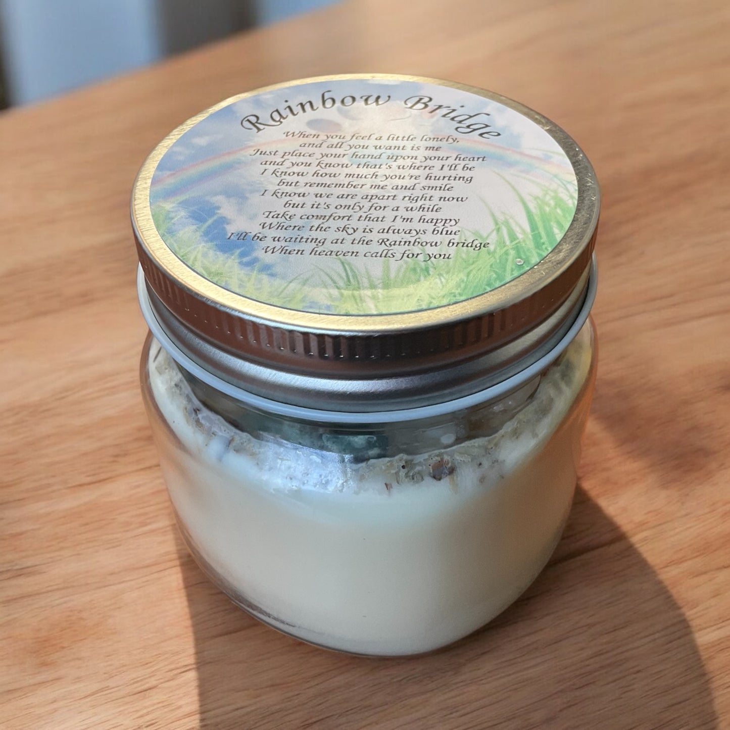 Rainbow Bridge meditation candle