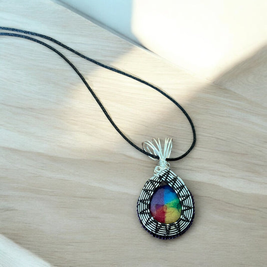 Chakra Quartz wire-wrapped necklace