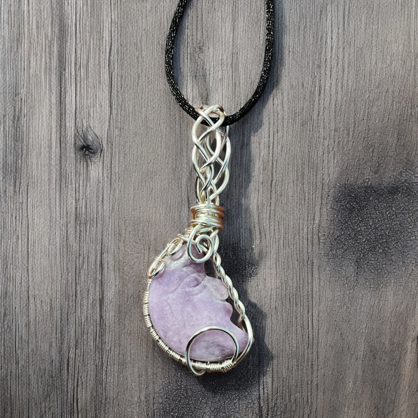 Lepidolite, Wire Wrapped Necklace